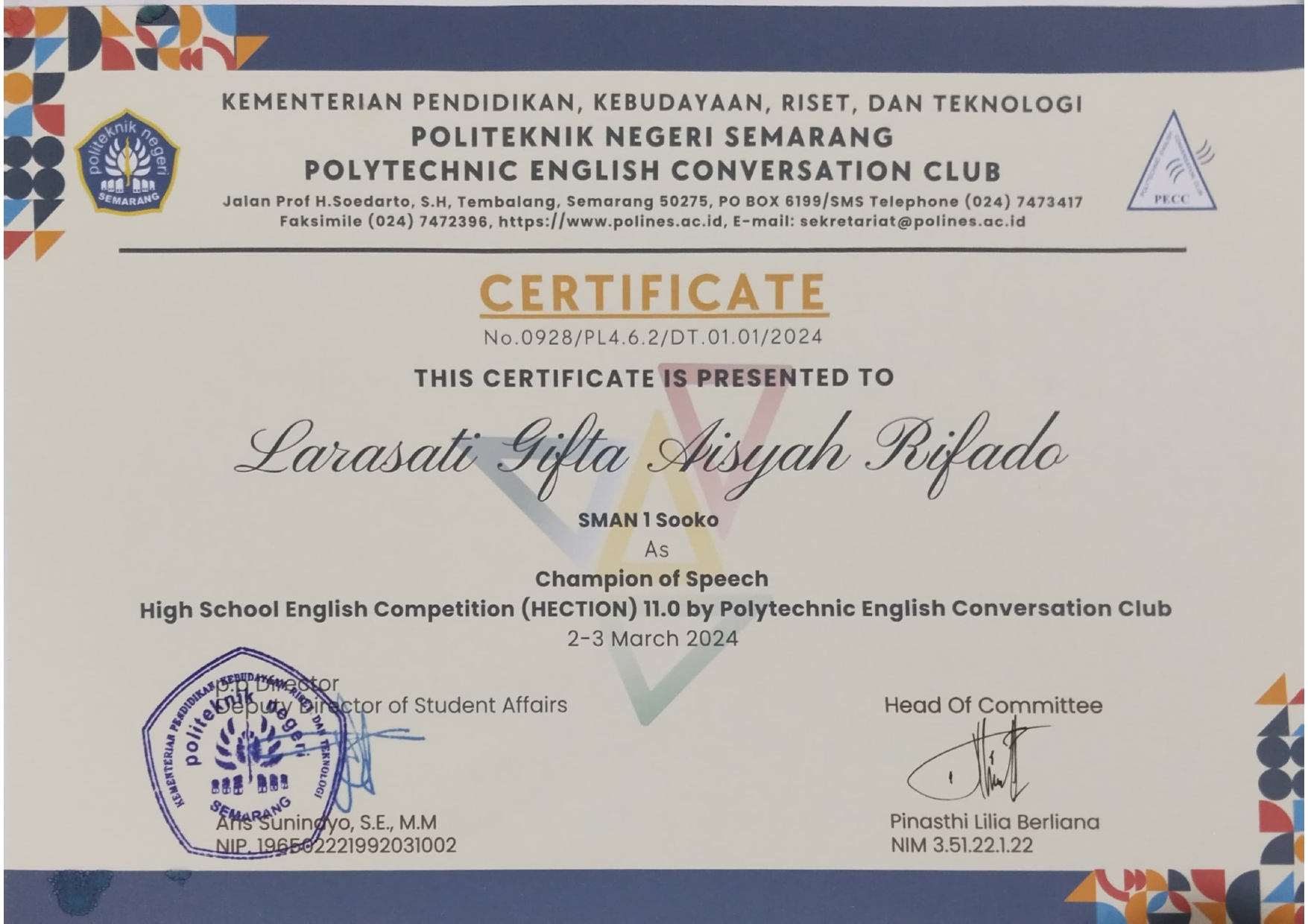 HIGH SCHOOL ENGLISH COMPETITION (HECTION)